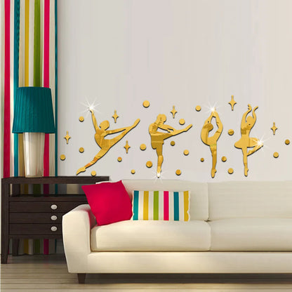 3D Acrylic Mirror Surface Wall Sticker - Ballet Dancer