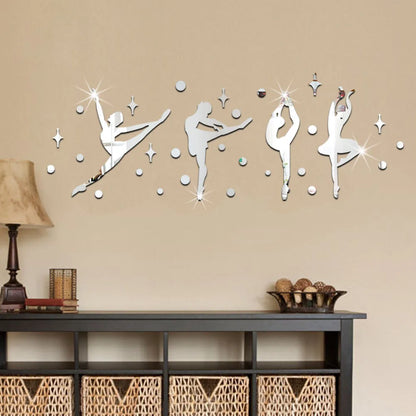 3D Acrylic Mirror Surface Wall Sticker - Ballet Dancer