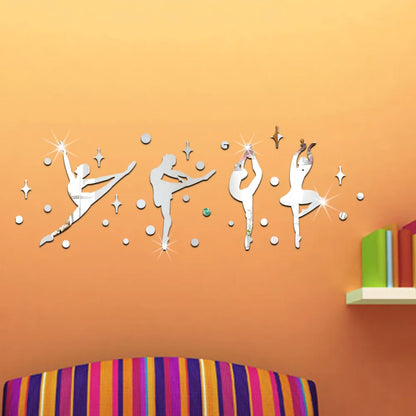 3D Acrylic Mirror Surface Wall Sticker - Ballet Dancer