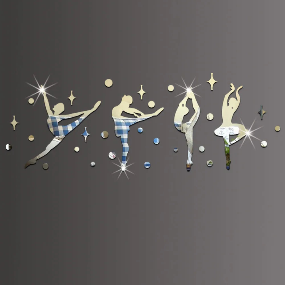 3D Acrylic Mirror Surface Wall Sticker - Ballet Dancer