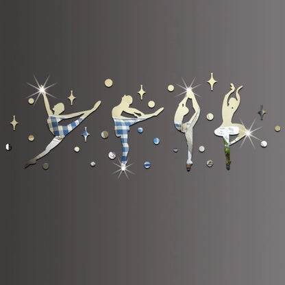 3D Acrylic Mirror Surface Wall Sticker - Ballet Dancer