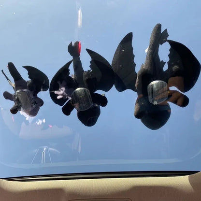 Cartoon Plush Decoration Black Flying Dragon Car Roof
