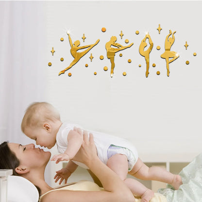 3D Acrylic Mirror Surface Wall Sticker - Ballet Dancer