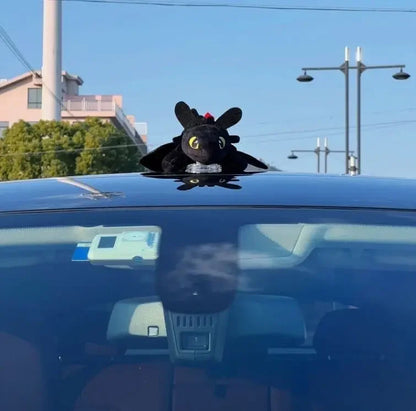 Cartoon Plush Decoration Black Flying Dragon Car Roof
