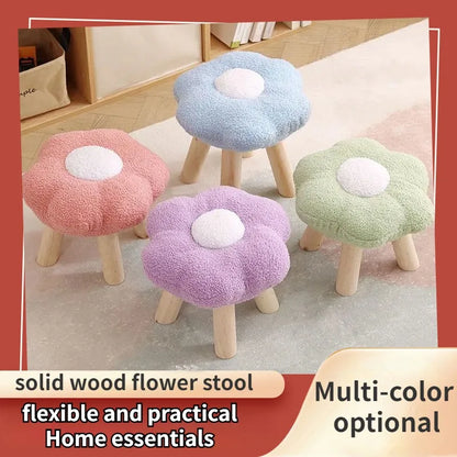 Colorful Flower-Shaped Small Pouf Stool