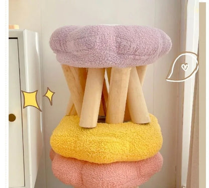 Colorful Flower-Shaped Small Pouf Stool