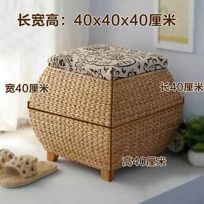 Rattan Wicker Storage Ottoman/Square stool pouf