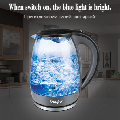 1.7L Glass Health Preserving Pot Electric Kettle with Led Lighting