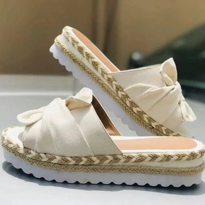 Butterfly-Knot Sandals With Wedge Platform