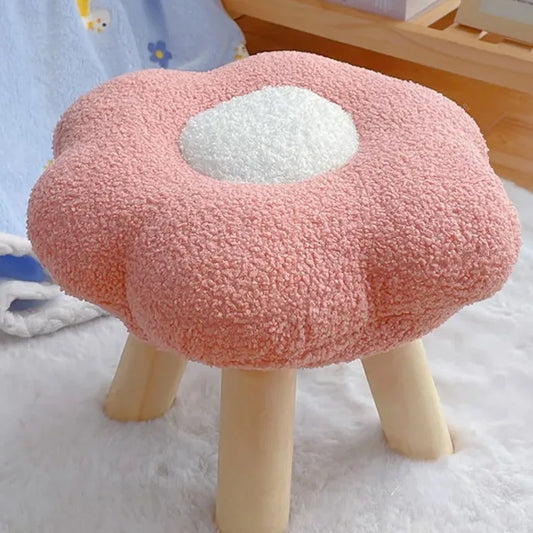 Colorful Flower-Shaped Small Pouf Stool