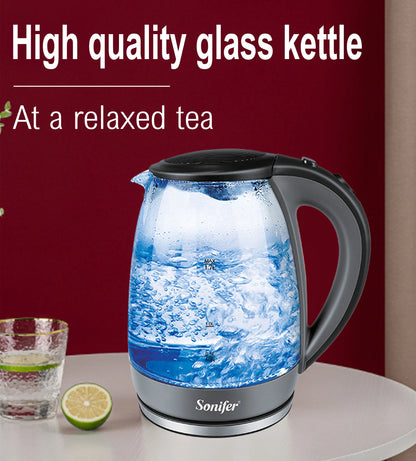 1.7L Glass Health Preserving Pot Electric Kettle with Led Lighting
