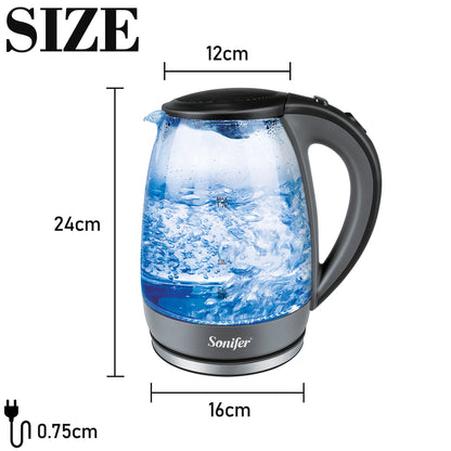 1.7L Glass Health Preserving Pot Electric Kettle with Led Lighting
