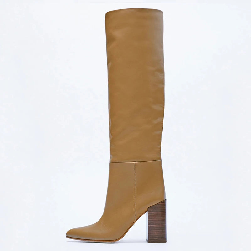 Genuine Leather Knee High Boots