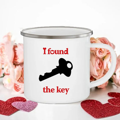 King Queen Print Couples Cups Creative Enamel Mug Outdoor Travel Camping Bonfire Coffee Water Cup Lover Mug Valentine's Day Gift