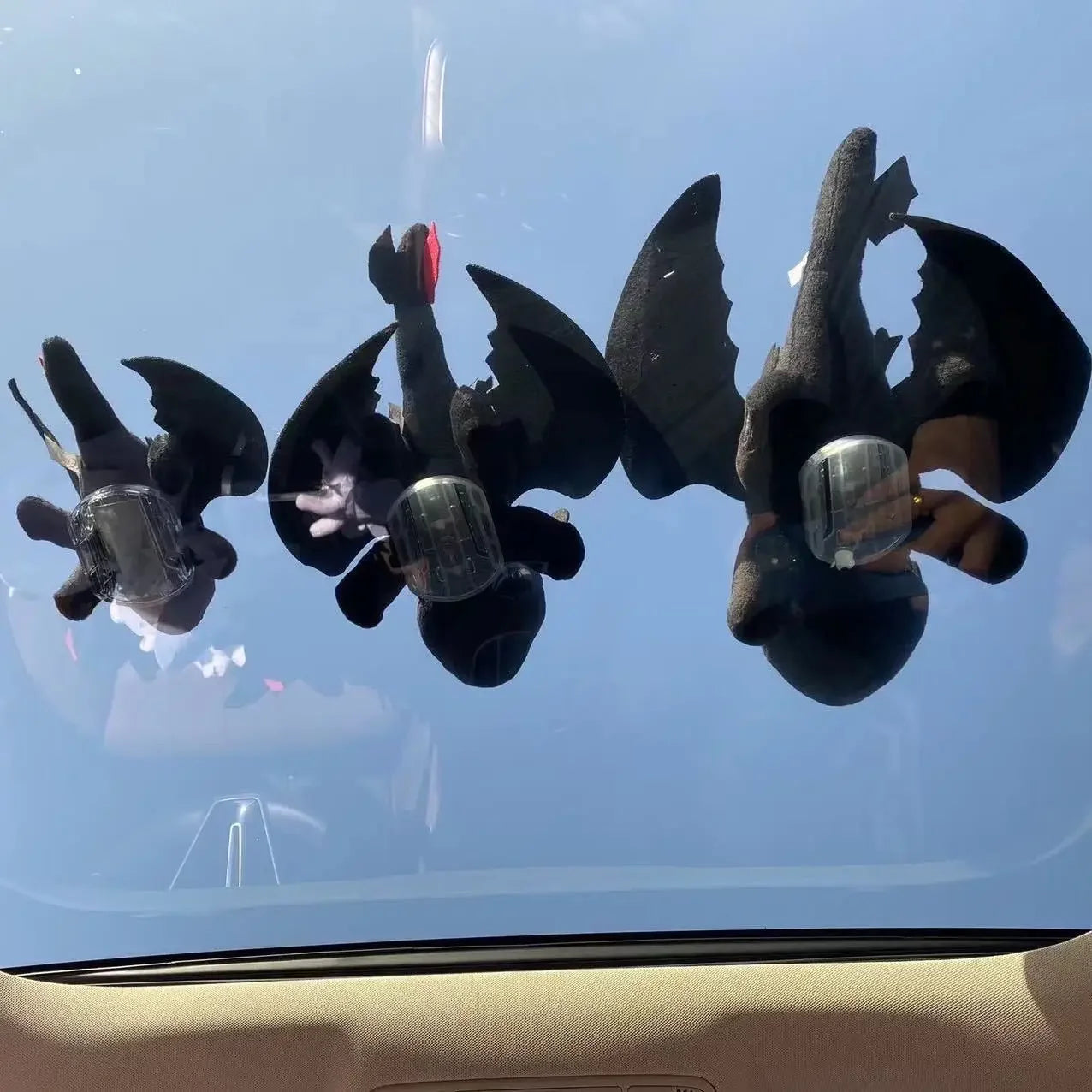 Cartoon Plush Decoration Black Flying Dragon Car Roof