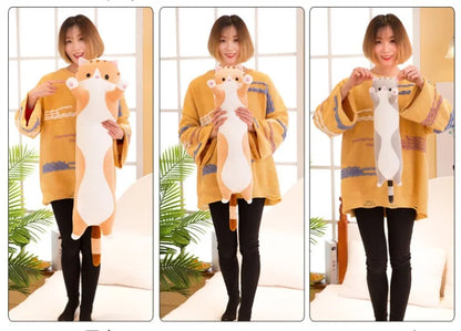 Cute Cat Plush Body Pillow - Creative Kawaii Cartoon