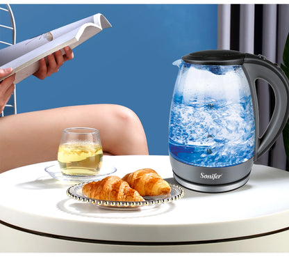 1.7L Glass Health Preserving Pot Electric Kettle with Led Lighting