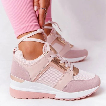 NEW Women's Wedges Sneakers With Metallic Gold Accent