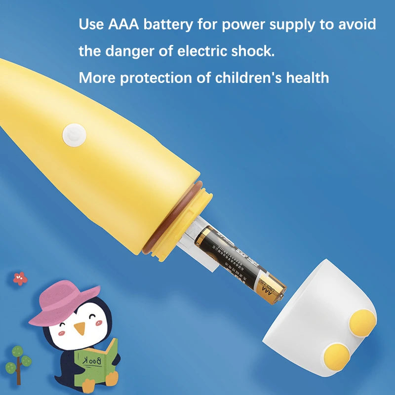 Children Electric Toothbrush Soft Bristles Cute Little penguin Cartoon Replace Brush Head Baby Kids Dental Oral Hygiene Care