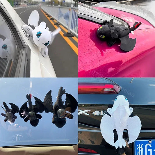 Cartoon Plush Decoration Black Flying Dragon Car Roof