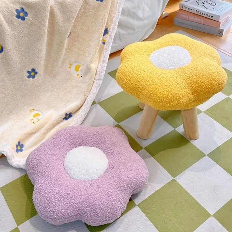 Colorful Flower-Shaped Small Pouf Stool