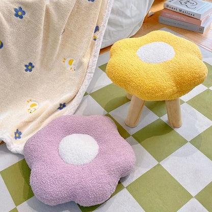 Colorful Flower-Shaped Small Pouf Stool