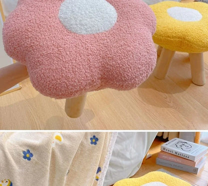 Colorful Flower-Shaped Small Pouf Stool