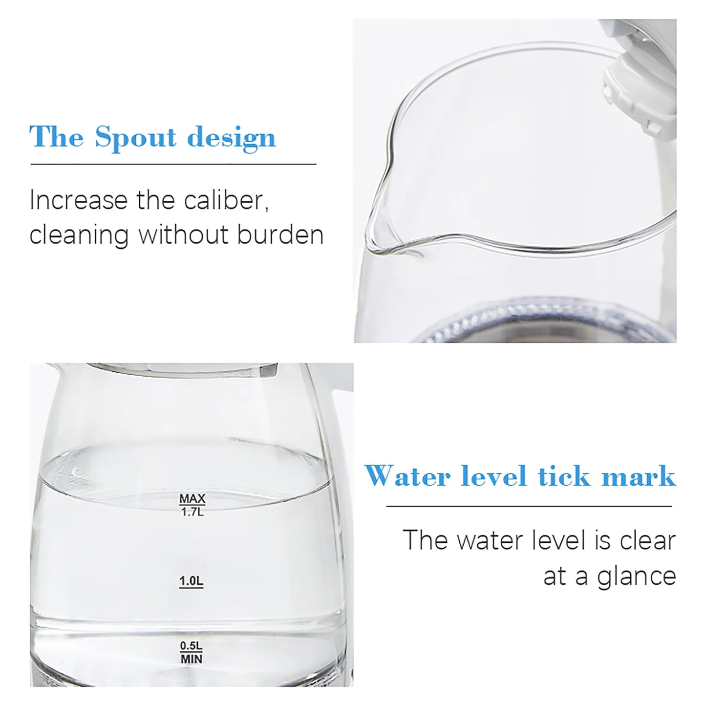 1.7L Glass Health Preserving Pot Electric Kettle with Led Lighting