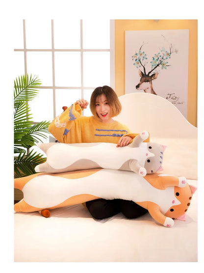 Cute Cat Plush Body Pillow - Creative Kawaii Cartoon