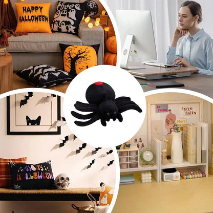 Cute Spider Shaped Throw Pillow - Realistic Black Spider Stuffed