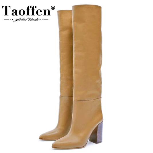 Genuine Leather Knee High Boots