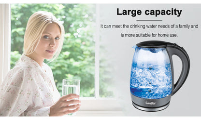 1.7L Glass Health Preserving Pot Electric Kettle with Led Lighting