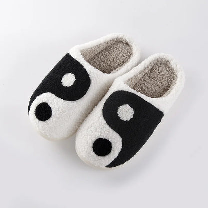 Fluffy Ying/Yang Platform Slippers