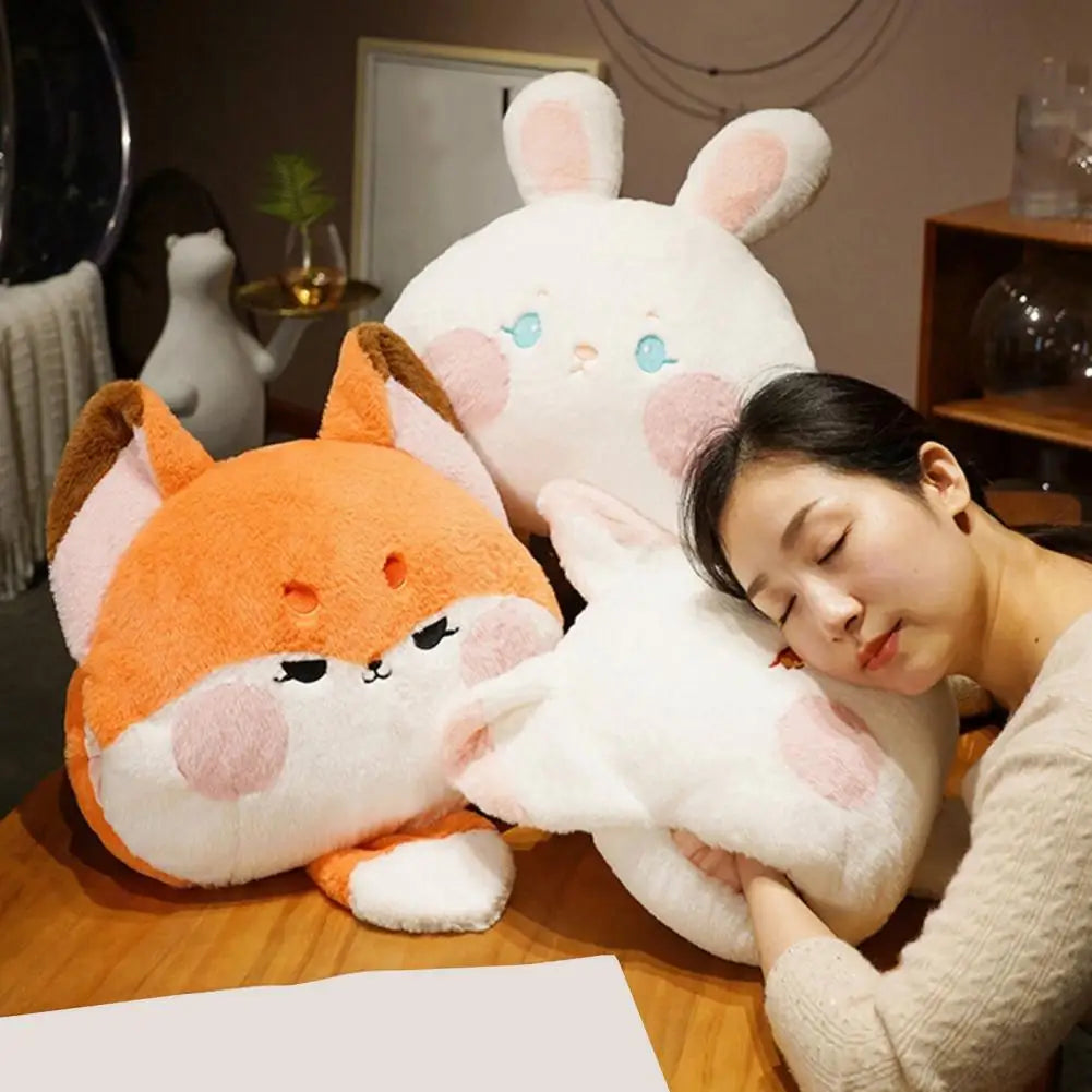 Companion Adorable Cartoon Fox Bunny Doll Soft Sofa Throw Pillow
