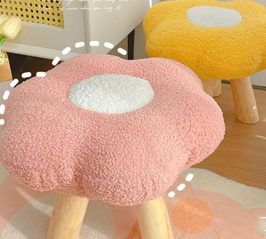 Colorful Flower-Shaped Small Pouf Stool