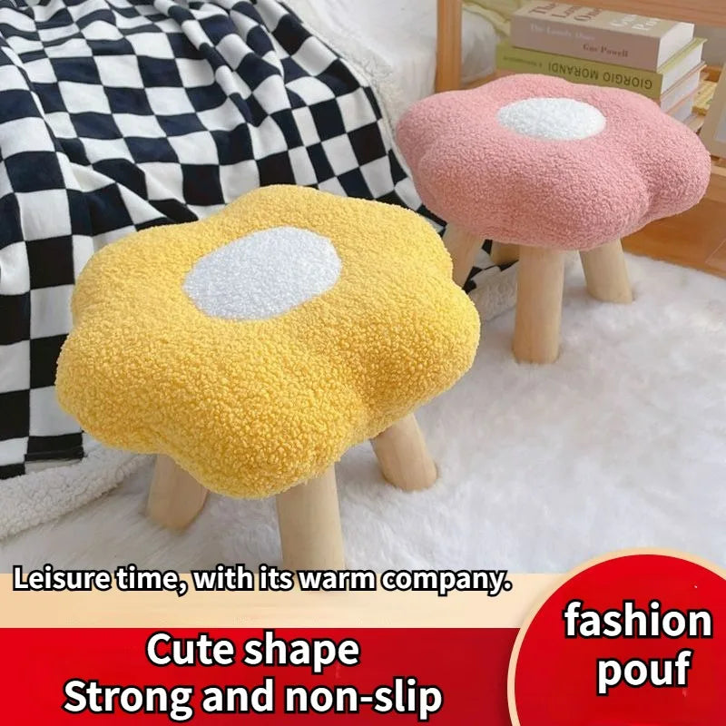 Colorful Flower-Shaped Small Pouf Stool