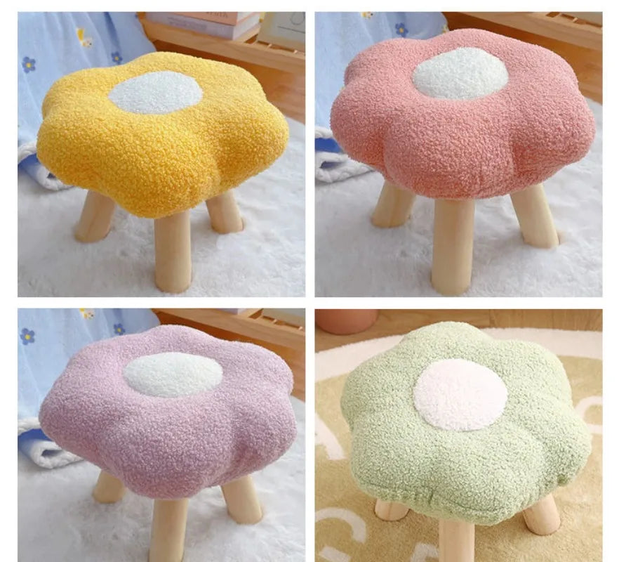 Colorful Flower-Shaped Small Pouf Stool