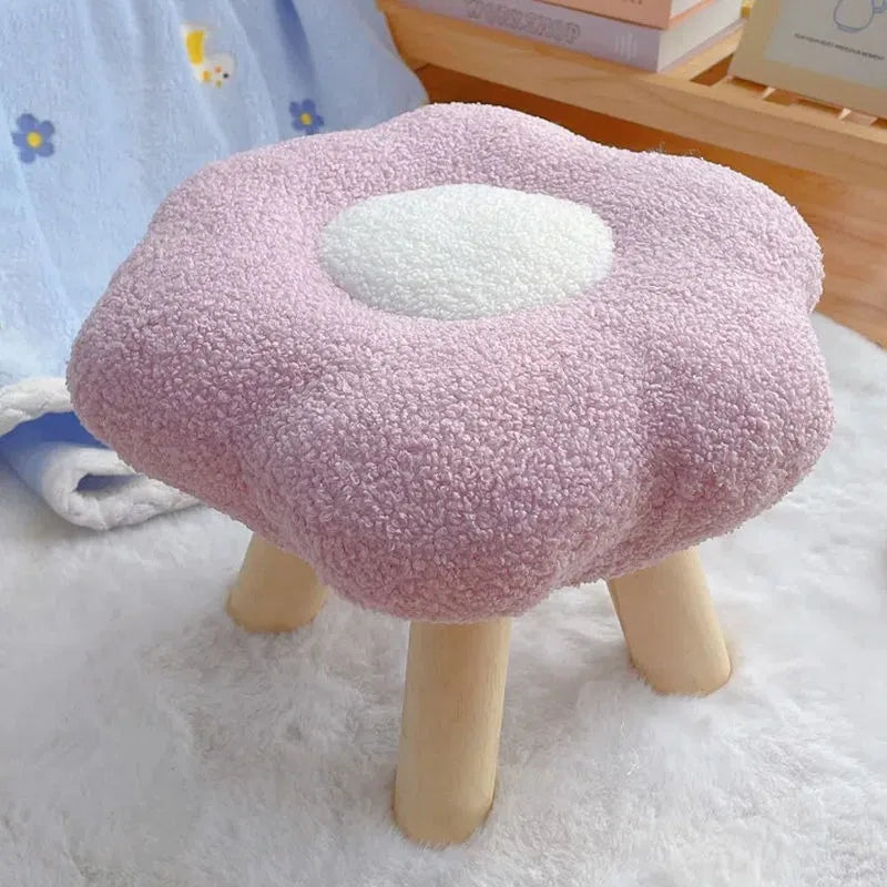 Colorful Flower-Shaped Small Pouf Stool