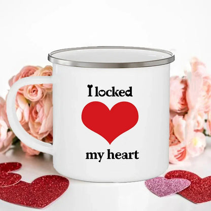 King Queen Print Couples Cups Creative Enamel Mug Outdoor Travel Camping Bonfire Coffee Water Cup Lover Mug Valentine's Day Gift