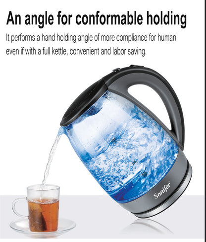 1.7L Glass Health Preserving Pot Electric Kettle with Led Lighting