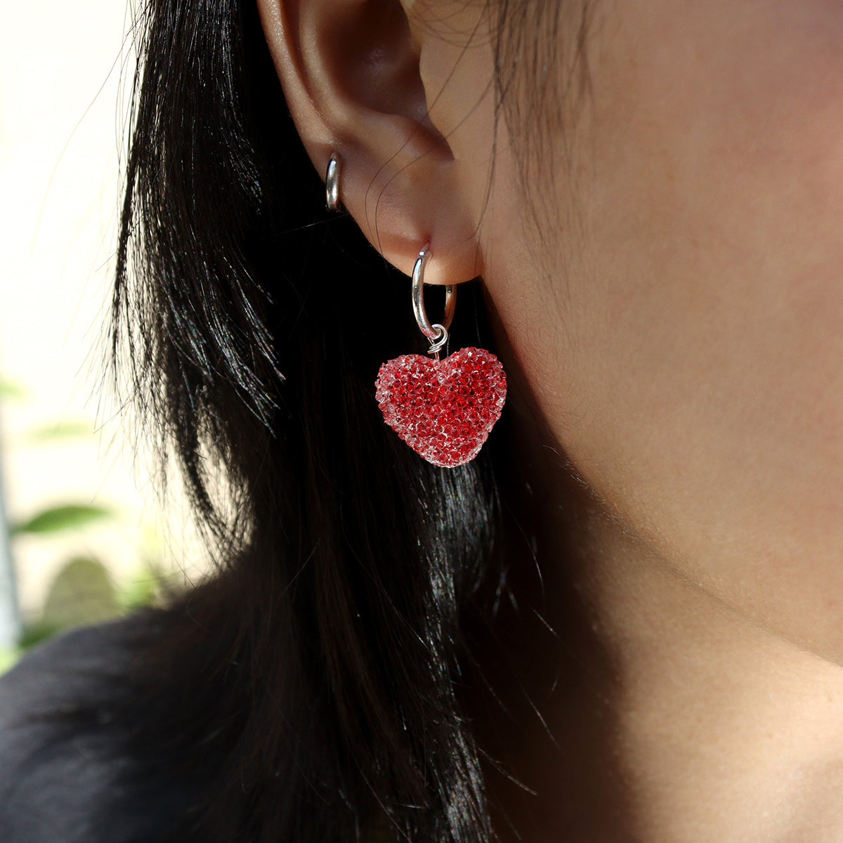 Crystal Candy Heart Hoops™ — 925 Sterling Silver