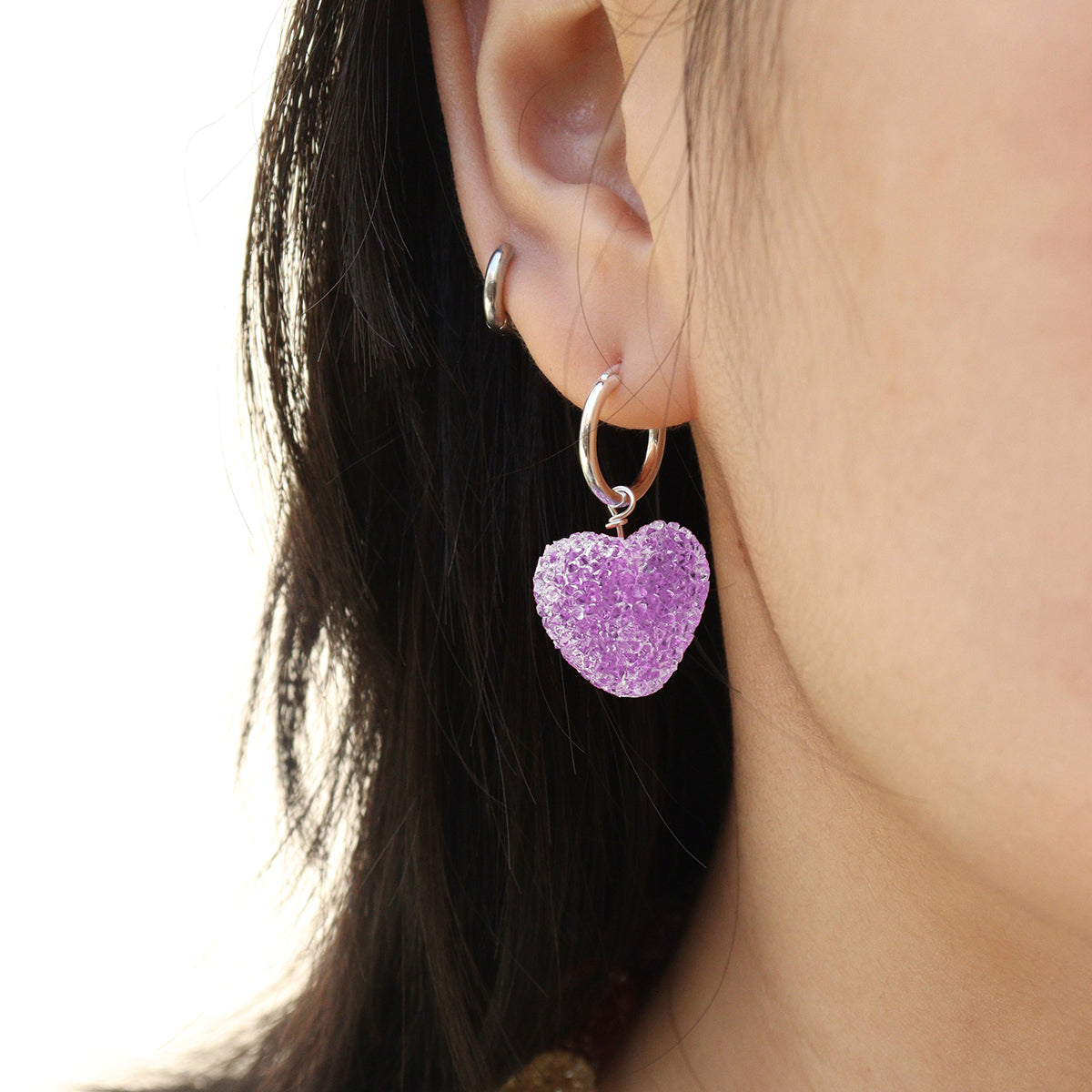 Crystal Candy Heart Hoops™ — 925 Sterling Silver