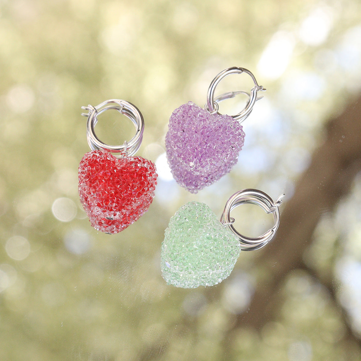 Crystal Candy Heart Hoops™ — 925 Sterling Silver