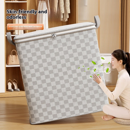 Chessboard Grid Moving Finishing Large Capacity Clothing Storage Bag