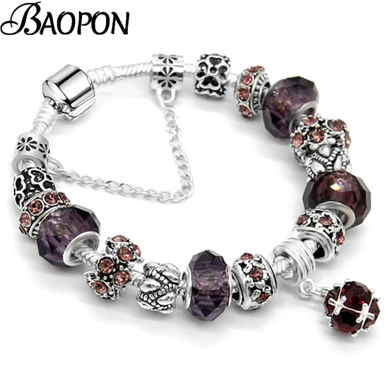 Sparkling Crystal Crown Charm Bracelet
