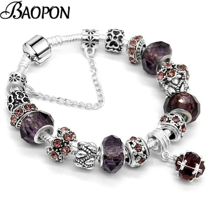 Sparkling Crystal Crown Charm Bracelet