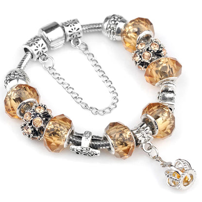 Sparkling Crystal Crown Charm Bracelet