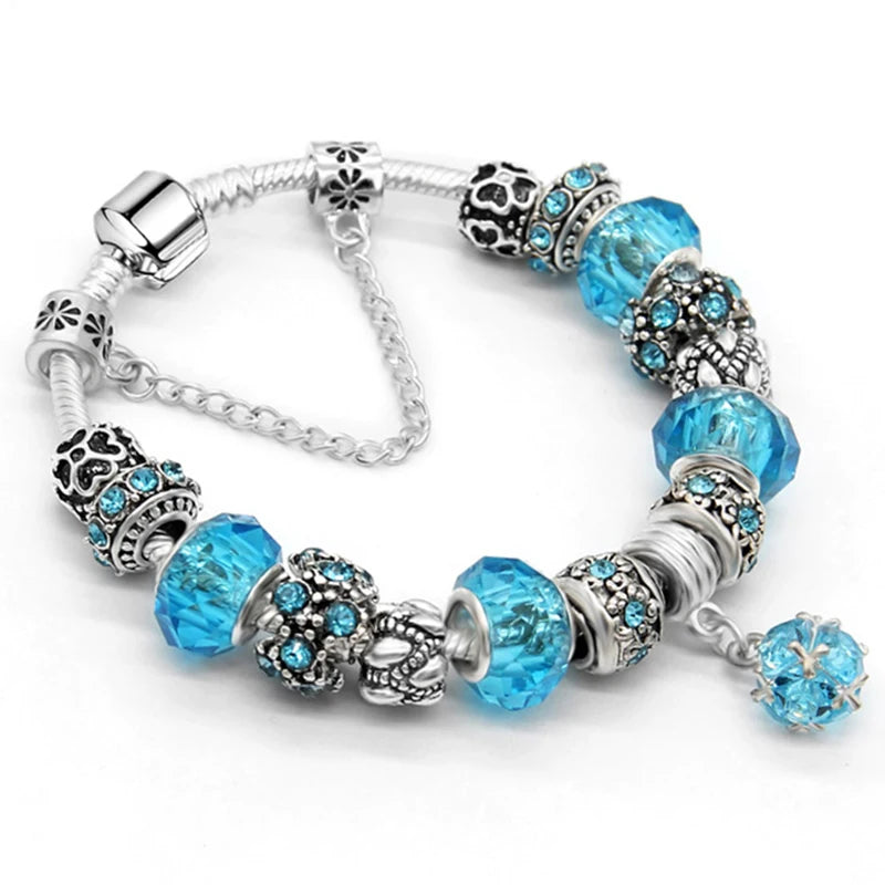 Sparkling Crystal Crown Charm Bracelet