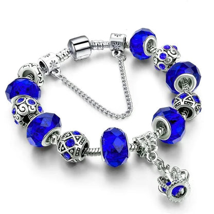 Sparkling Crystal Crown Charm Bracelet