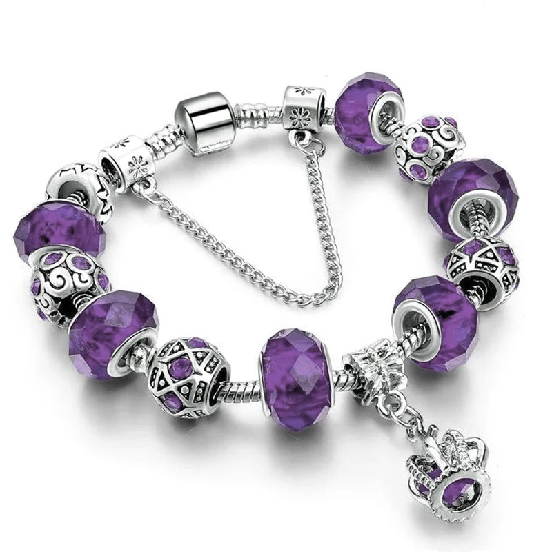 Sparkling Crystal Crown Charm Bracelet